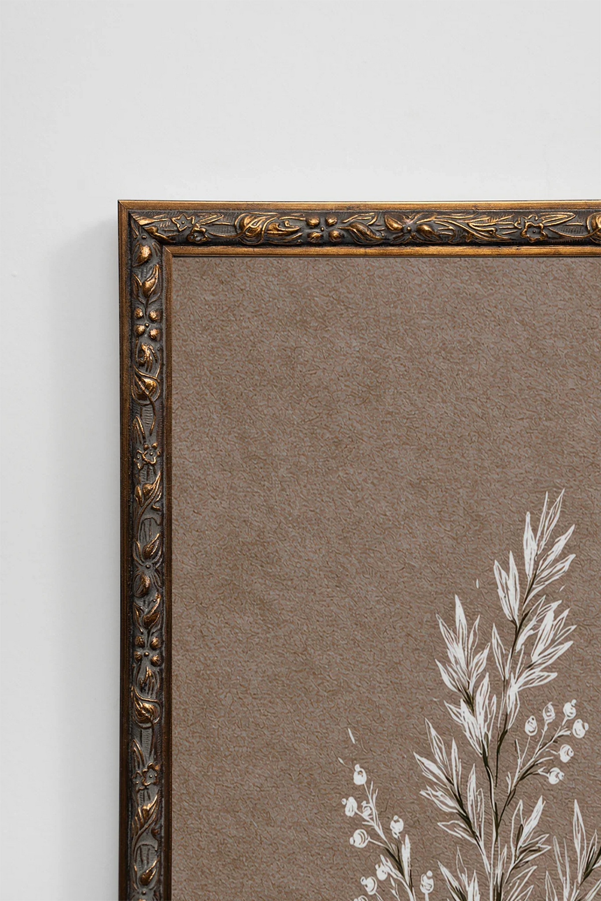 BRANCHE DE LIN II, Stretched canvas artwork, Vintage Bronze frame