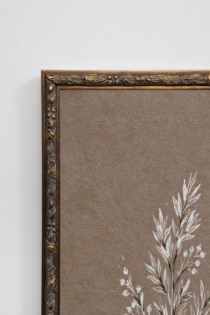 BRANCHE DE LIN II, Stretched canvas artwork, Vintage Bronze frame