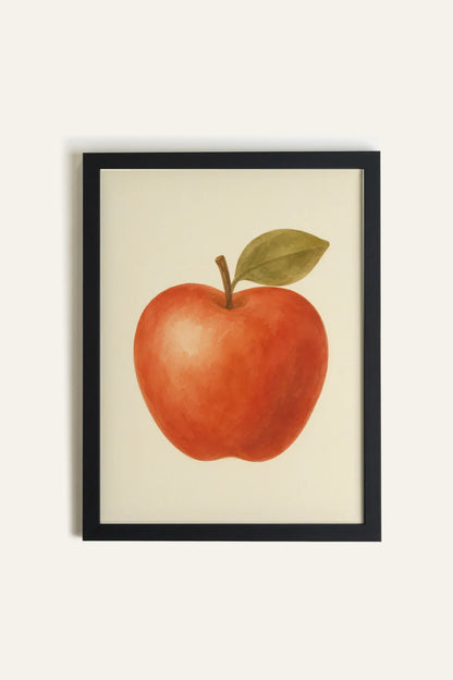 POMME ROUGE, Oeuvre sur toile rigide, encadré Noir