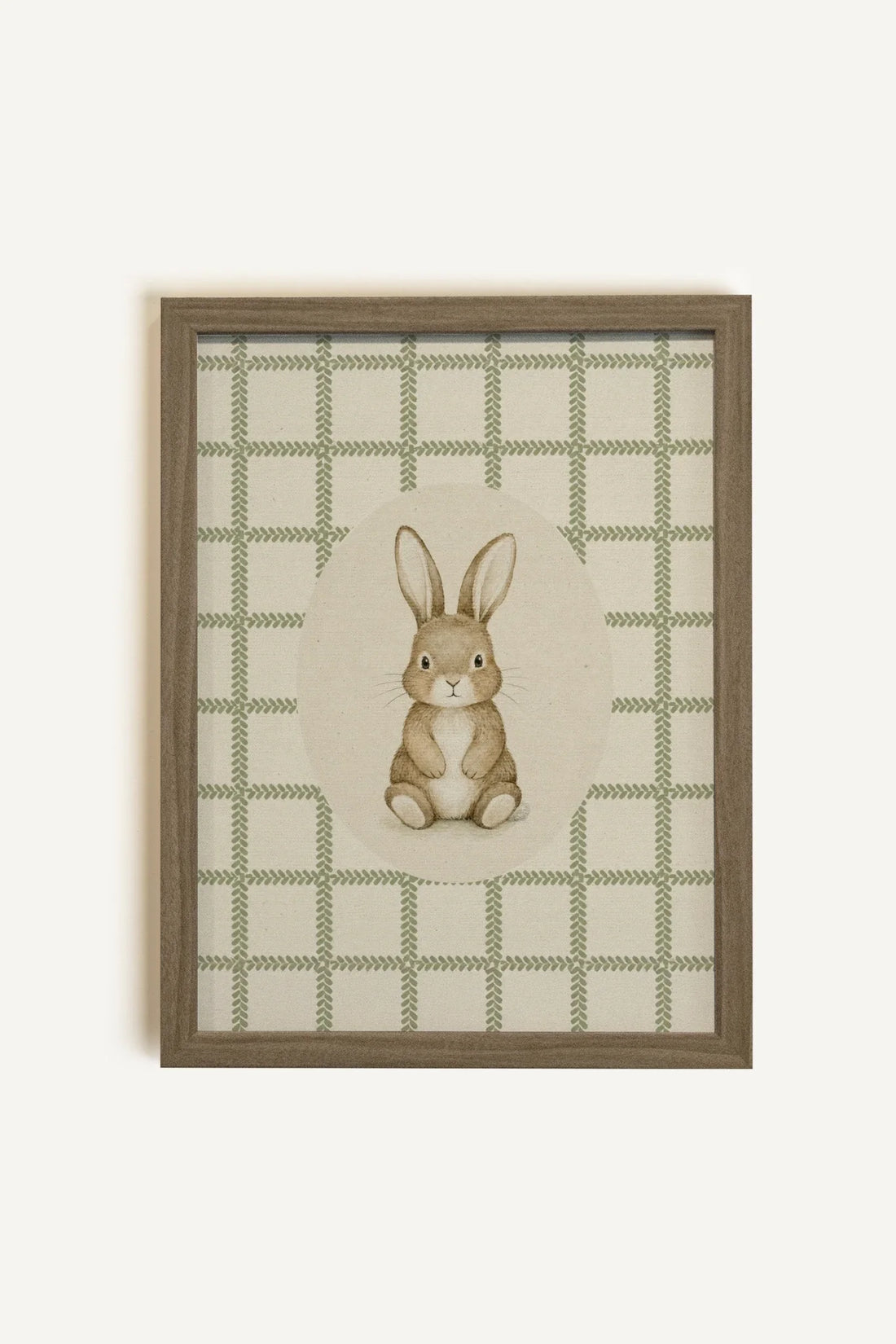 COUNTRY BUNNY, Oeuvre sur toile rigide, encadré brun chêne