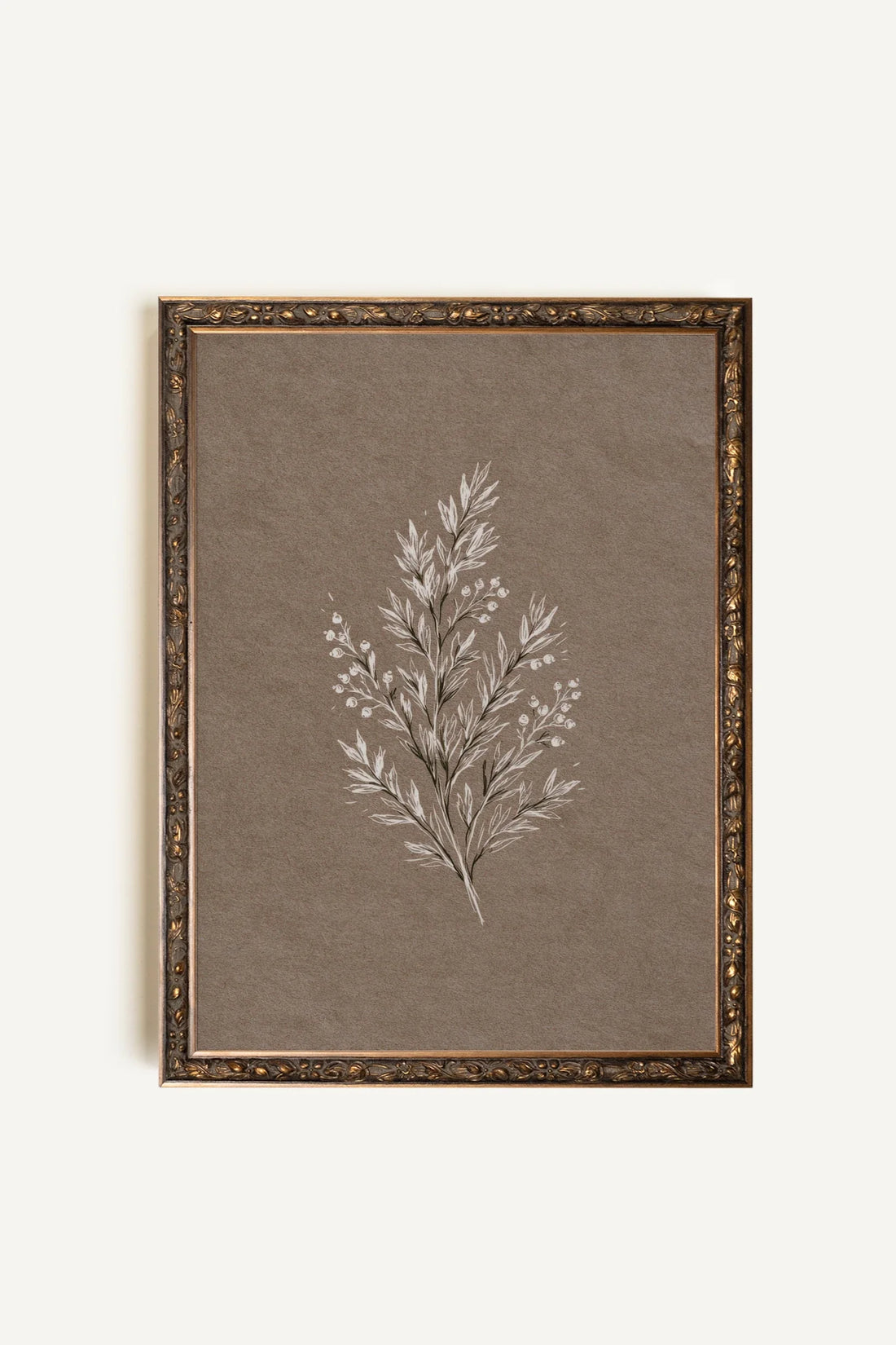 BRANCHE DE LIN II, Oeuvre sur toile étirée, encadré Vintage Bronze