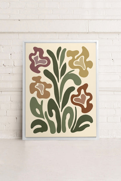 OLEKA CANVAS - TRIPPY BOTANICALS, Oeuvre sur toile étirée, encadré Blanc