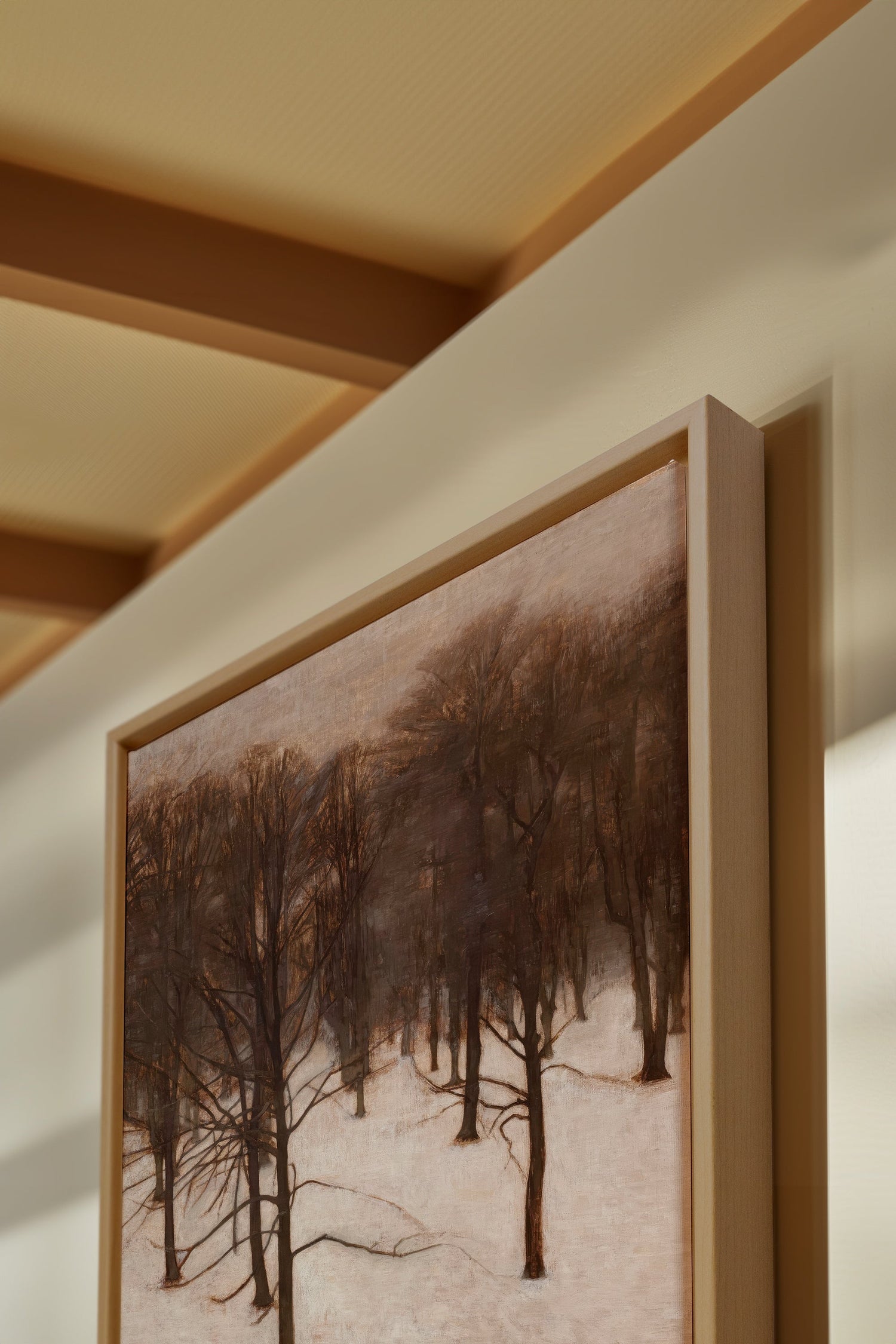 FORÊT DE GIVRE, Oeuvre sur toile étirée, encadré Naturel Clair