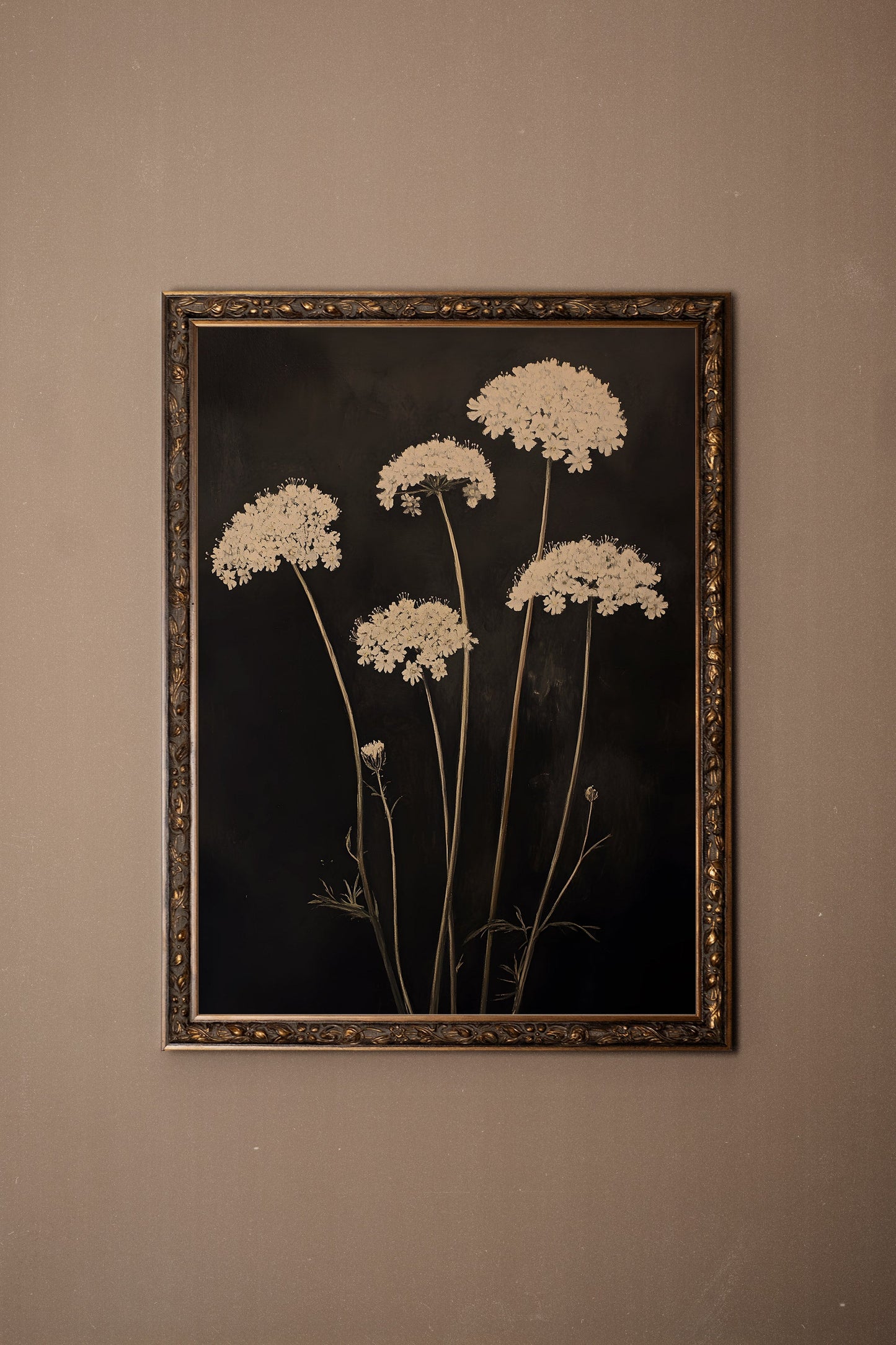 MIDNIGHT FLOWERS, VINTAGE BRONZE FRAME