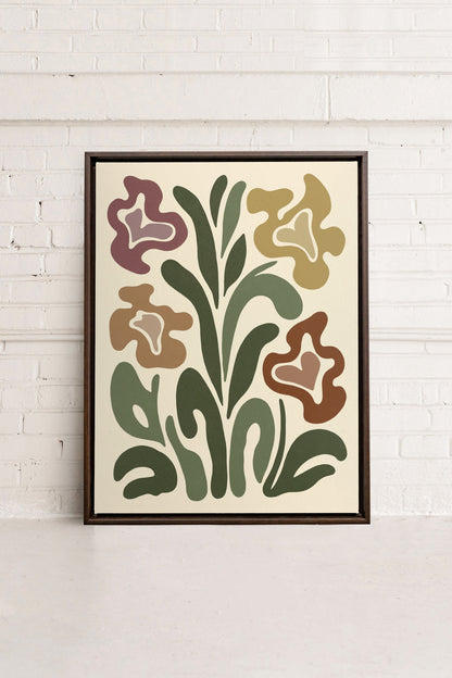 OLEKA CANVAS - TRIPPY BOTANICALS, Oeuvre sur toile étirée, encadré Brun Noyer