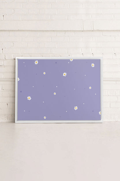 OLEKA CANVAS - FLEURS DE LUNE, Oeuvre sur toile étirée, encadré Blanc