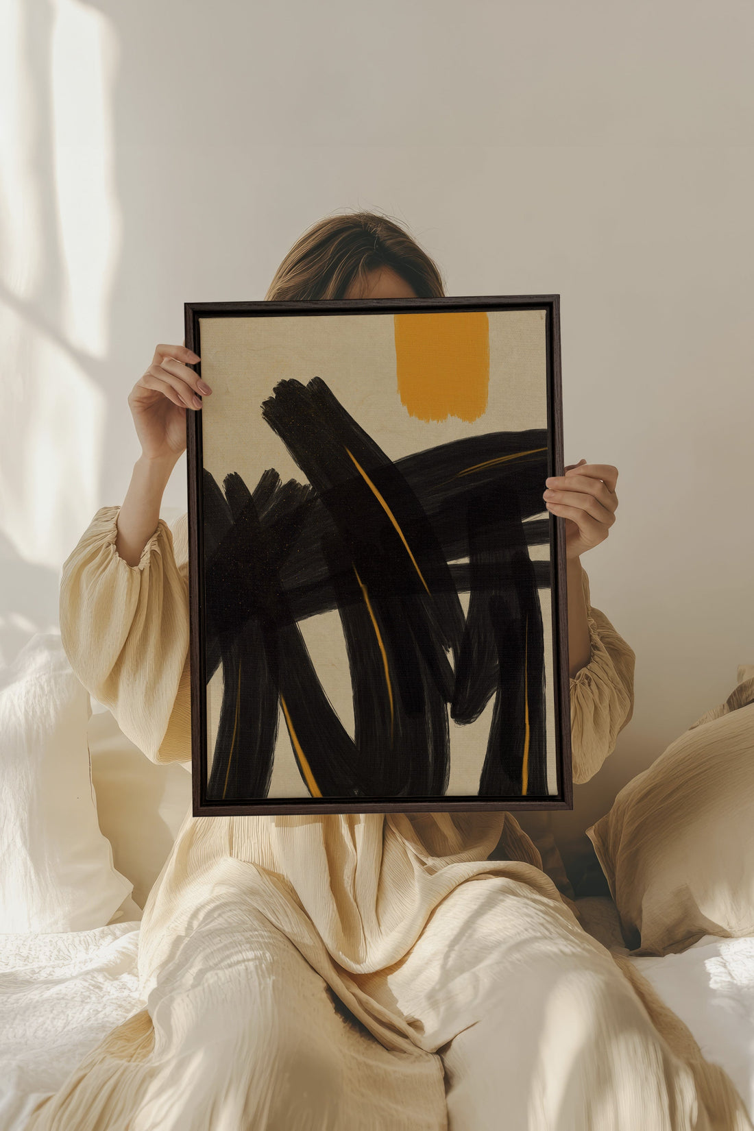 SOLAR MOTION, Oeuvre sur toile étirée, encadré Brun Noyer