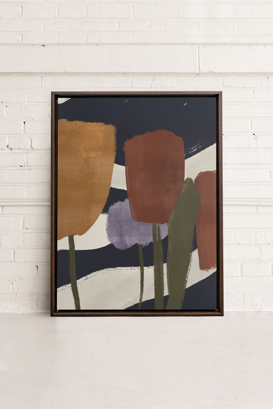 FLORAISONS, Oeuvre sur toile étirée, encadré Brun Noyer
