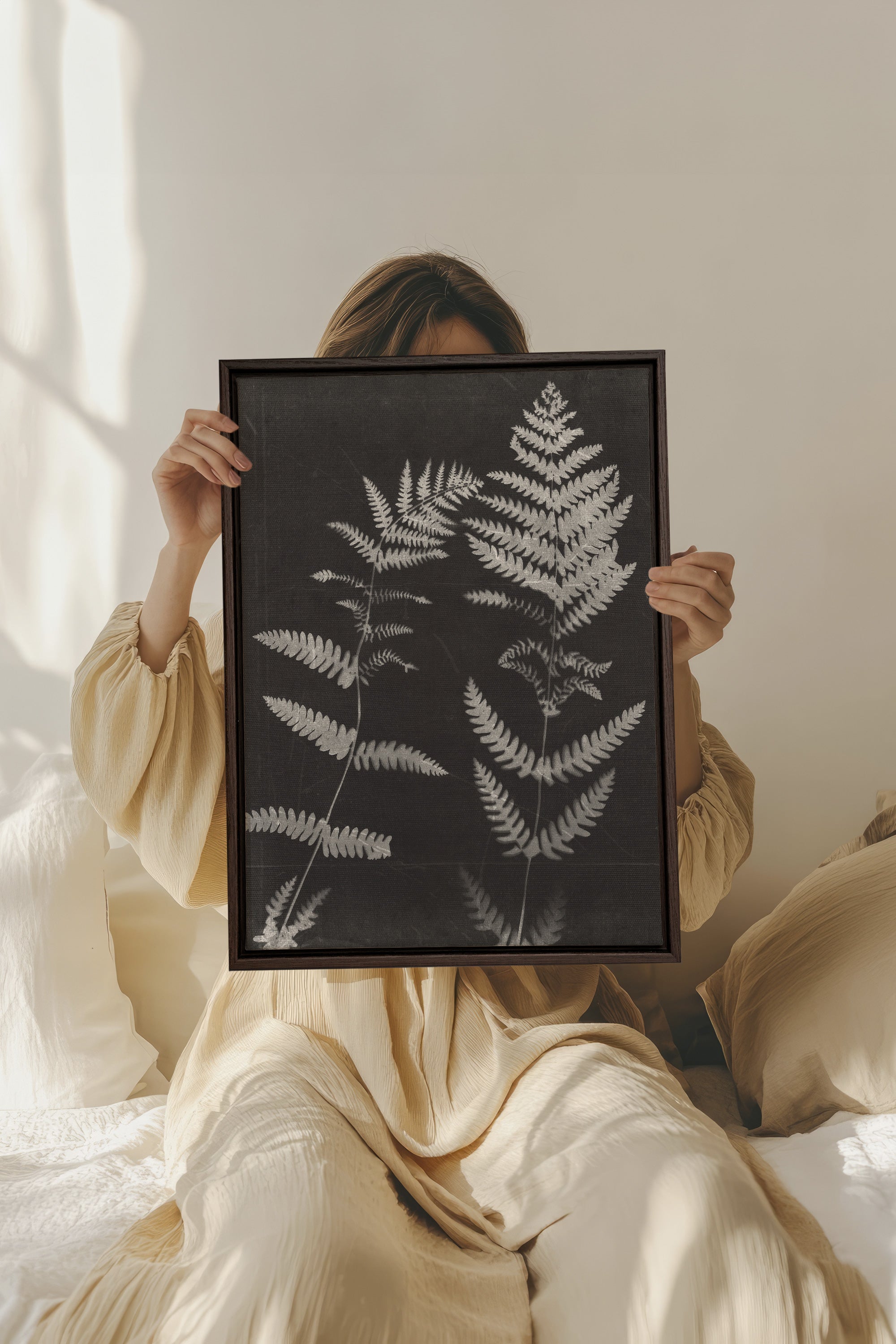 SOUFFLE FORESTIER, Work on stretched canvas, framed Walnut Brown