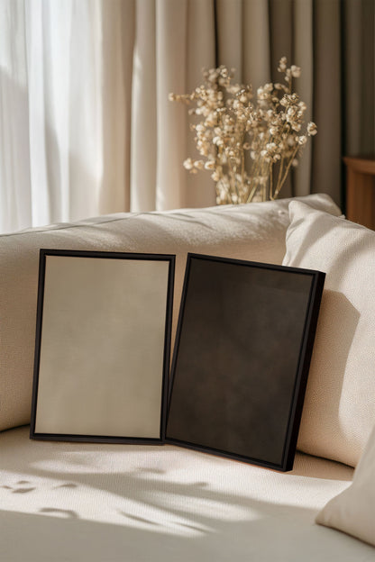 OLEKA CANVAS - VELVET GLOW DUO, 2 Oeuvres sur toile étirée, encadré Noir