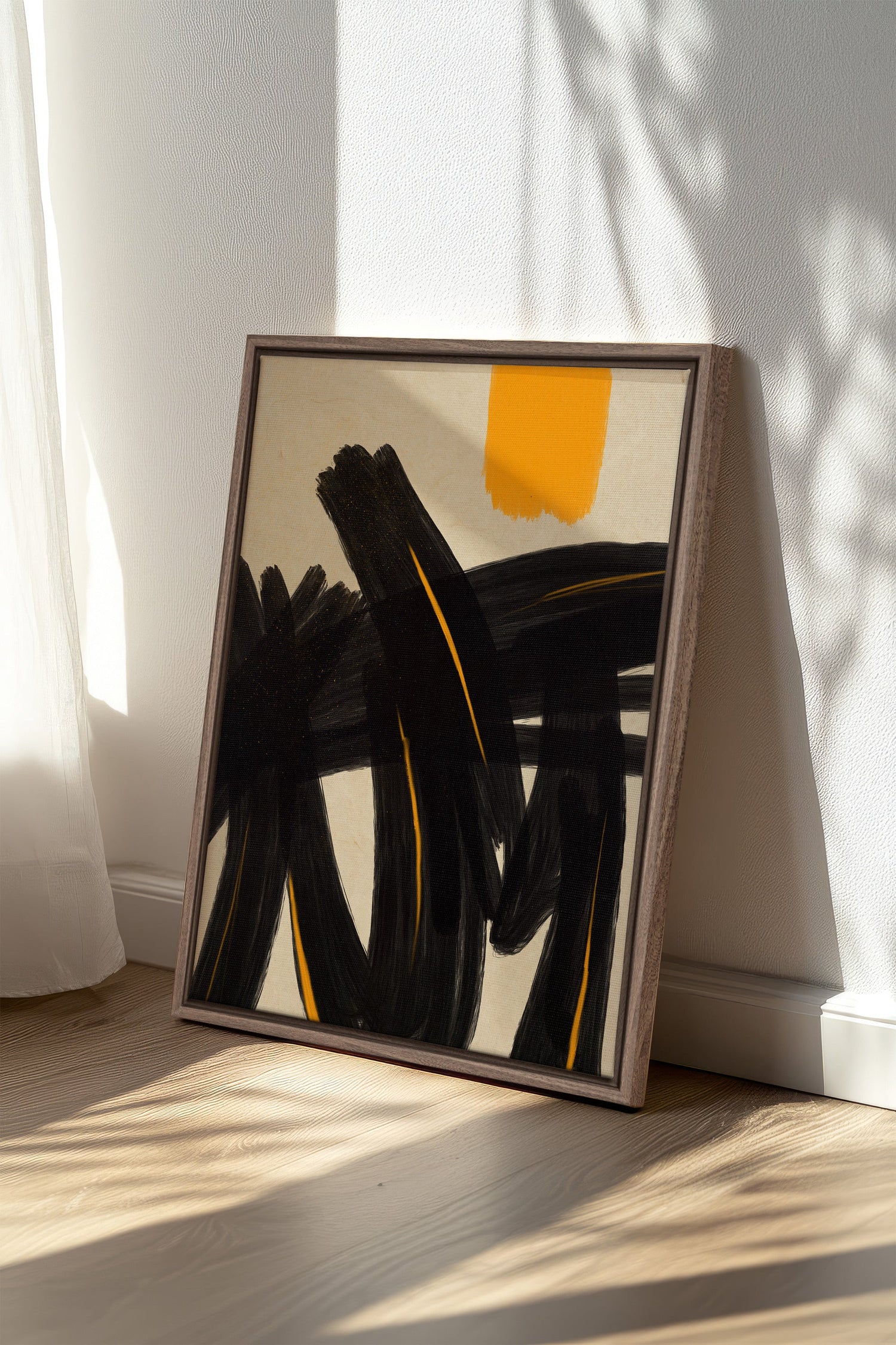 SOLAR MOTION, Oeuvre sur toile étirée, encadré Brun Chêne