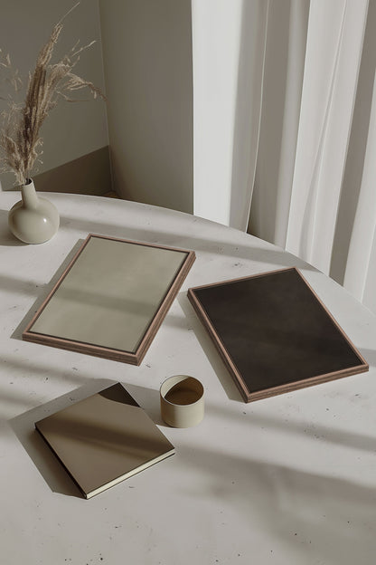 OLEKA CANVAS - VELVET GLOW DUO, 2 Oeuvres sur toile étirée, encadré Brun Chêne
