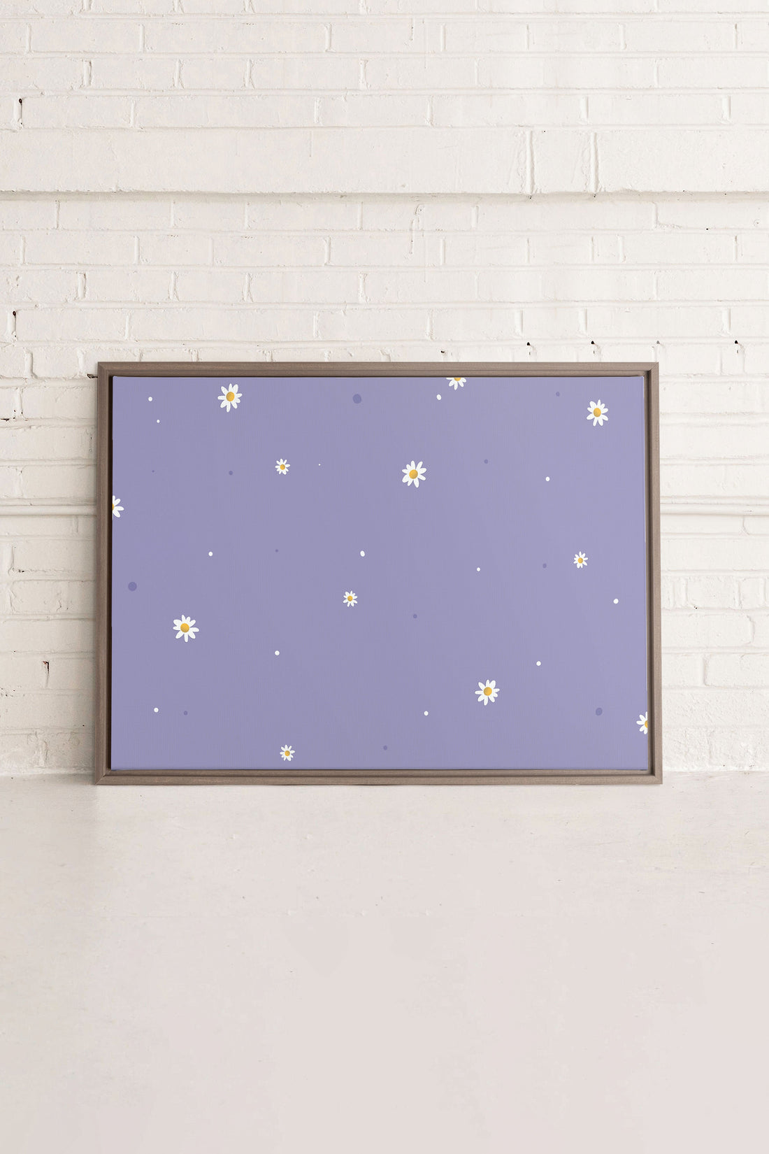OLEKA CANVAS - FLEURS DE LUNE, Oeuvre sur toile étirée, encadré Brun Chêne