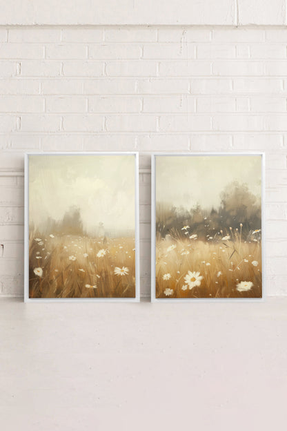 COMBINAISON DAISY BREEZE, 2 Oeuvres sur toile étirée, encadré Blanc