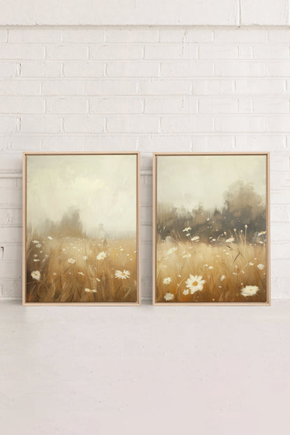 COMBINAISON DAISY BREEZE, 2 Oeuvres sur toile étirée, encadré Naturel Clair