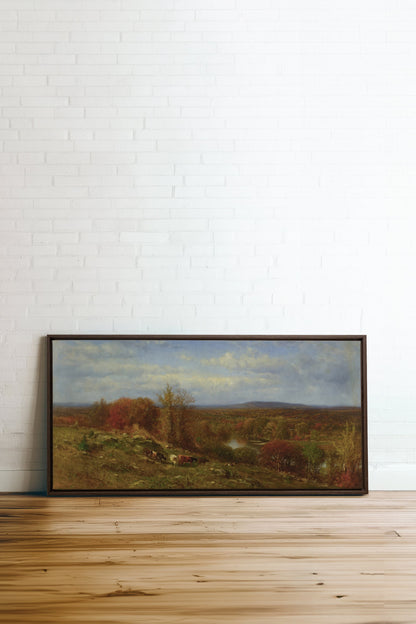 COUNTRYSIDE GLOW, Oeuvre sur toile étirée, encadré Brun Noyer