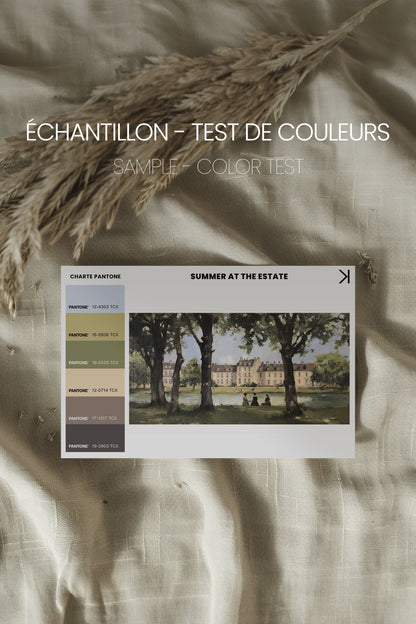 OLEKA CANVAS - SUMMER AT THE ESTATE, Oeuvre sur toile étirée, encadré Brun Noyer