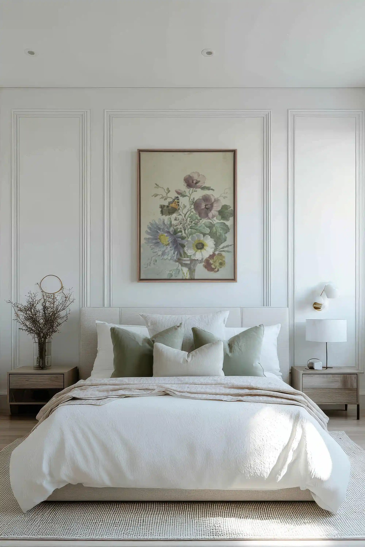 LE JARDIN PAPILLON, Oeuvre sur toile étirée, encadré Brun Chêne