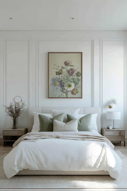LE JARDIN PAPILLON, Oeuvre sur toile étirée, encadré Brun Chêne