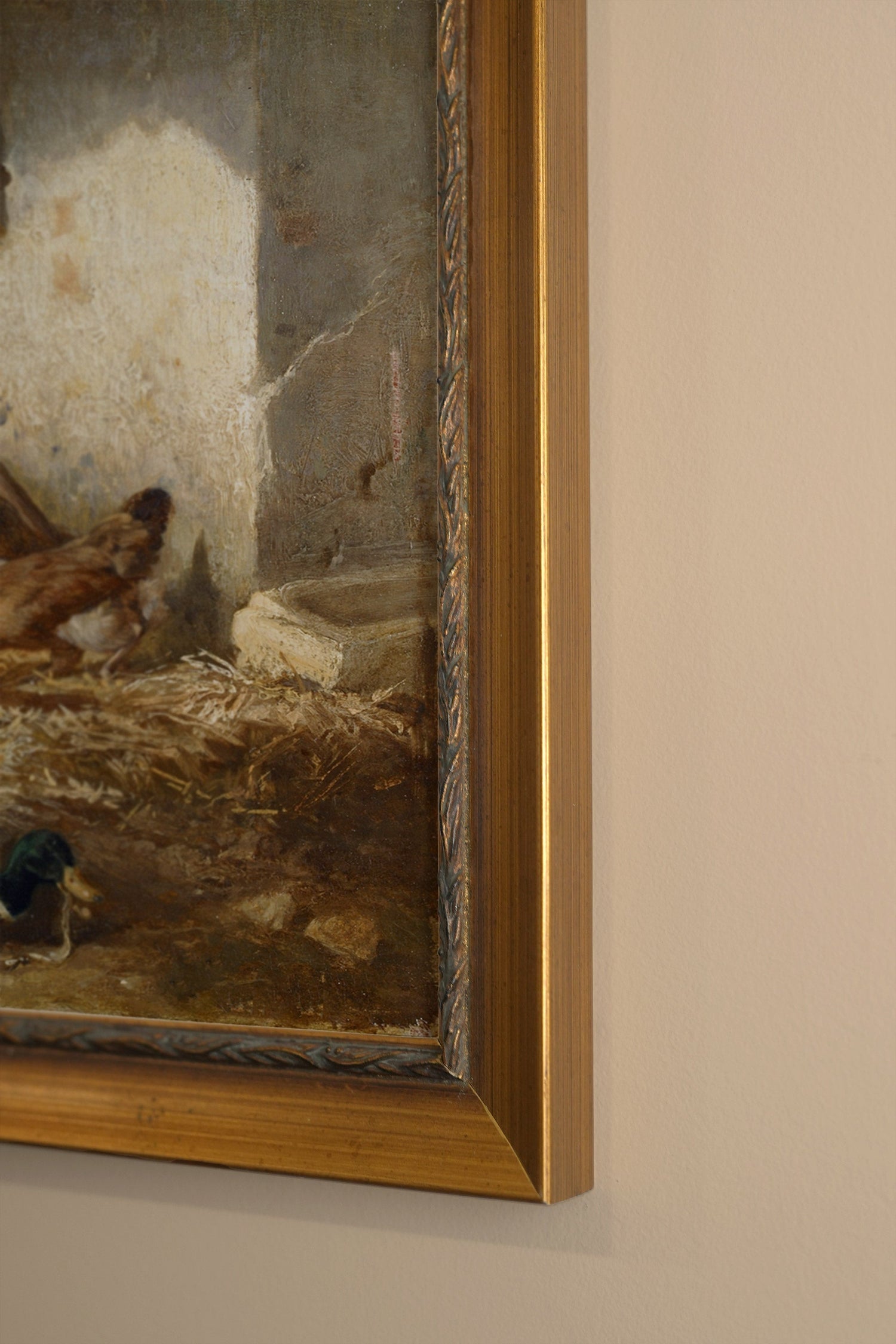 ÉVEIL DE LA FERME, Oeuvre sur toile rigide, encadré Vintage Or