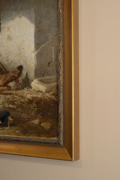 ÉVEIL DE LA FERME, Oeuvre sur toile rigide, encadré Vintage Or
