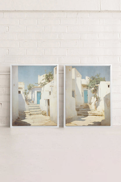 VINTAGE COMBINATION GREEK VILLAS (2 Works on stretched canvas)