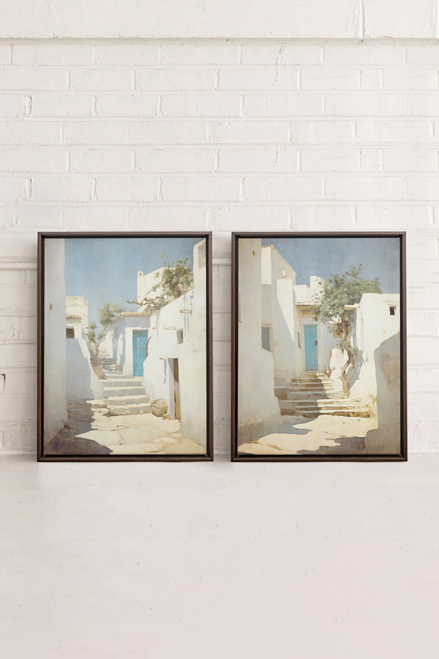 VINTAGE COMBINATION GREEK VILLAS (2 Works on stretched canvas)