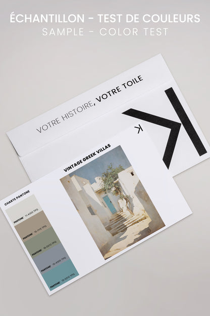 OLEKA CANVAS - VINTAGE GREEK VILLAS, Oeuvre sur toile étirée, encadré Brun Noyer