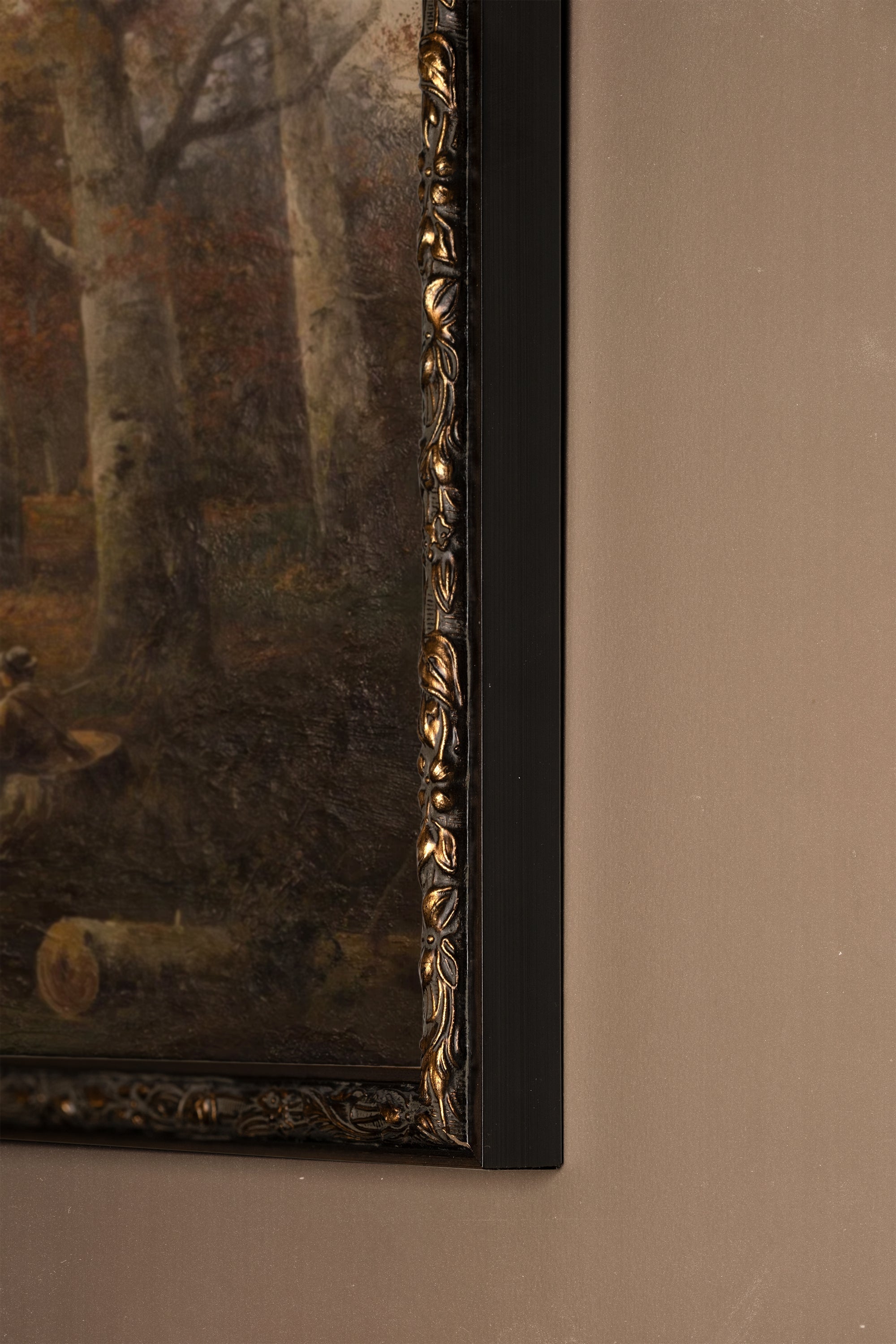 SOUS LES ARBRES DORÉS, Artwork on rigid canvas, framed in Vintage Bronze