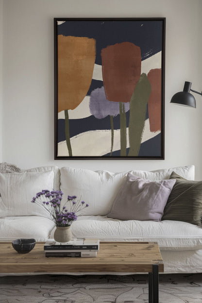 OLEKA CANVAS - FLORAISONS, Oeuvre sur toile étirée, encadré Noir