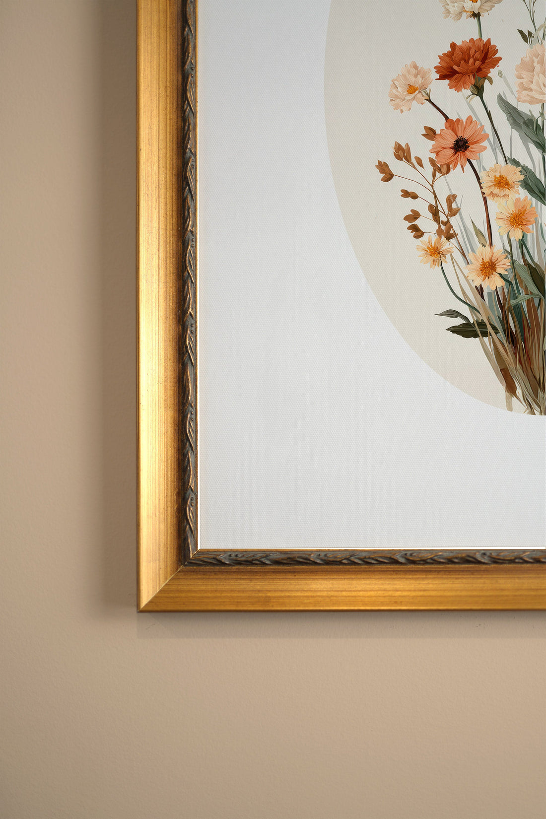 SOFT BLOOM, Oeuvre sur toile rigide, encadré Vintage Or