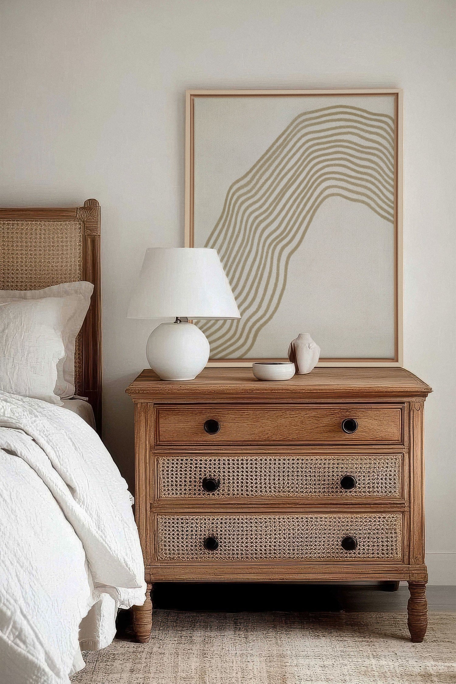 SANDLINES, Artwork on stretched canvas, framed Natural Light