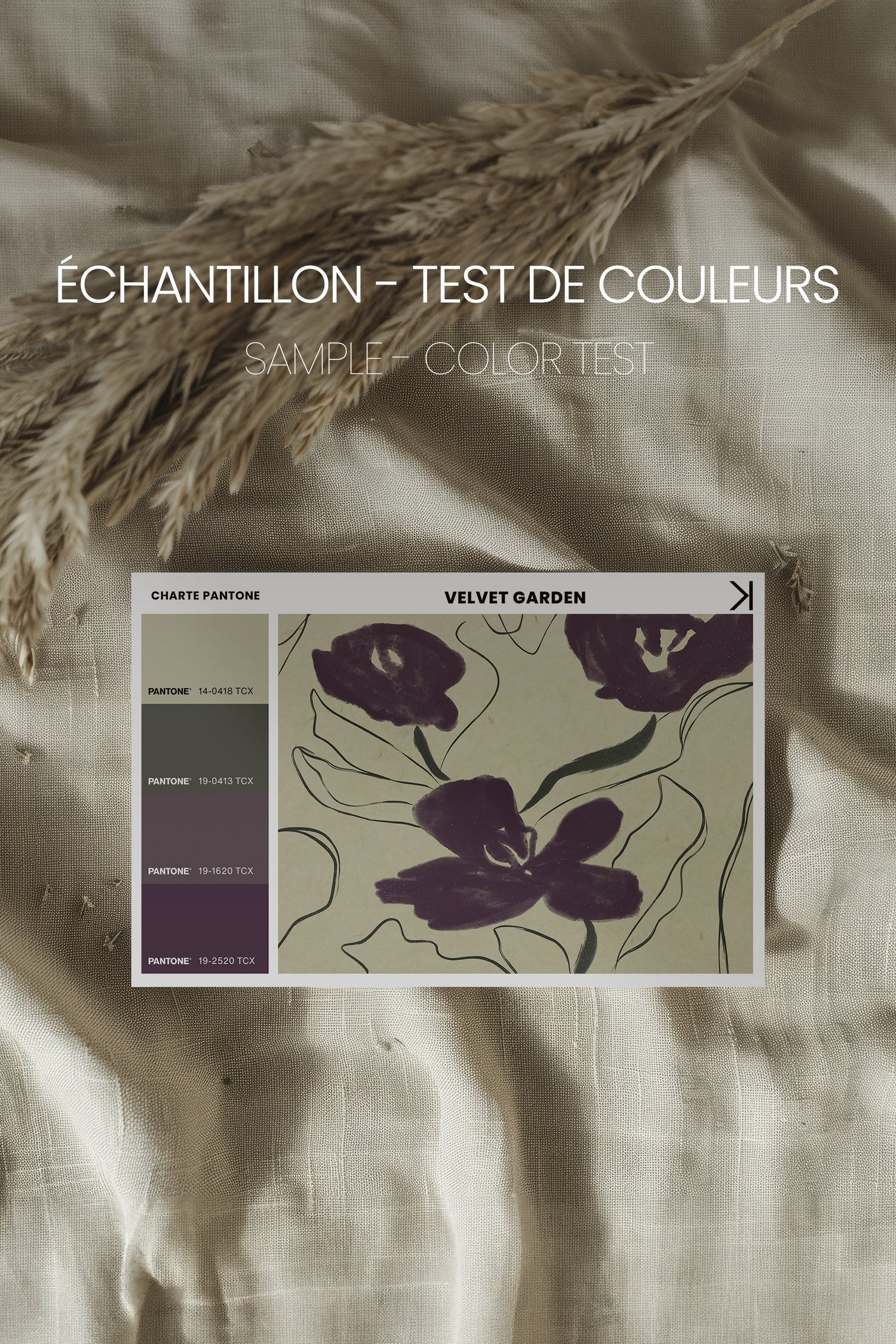 VELVET GARDEN, Oeuvre sur toile étirée, encadré Brun Chêne