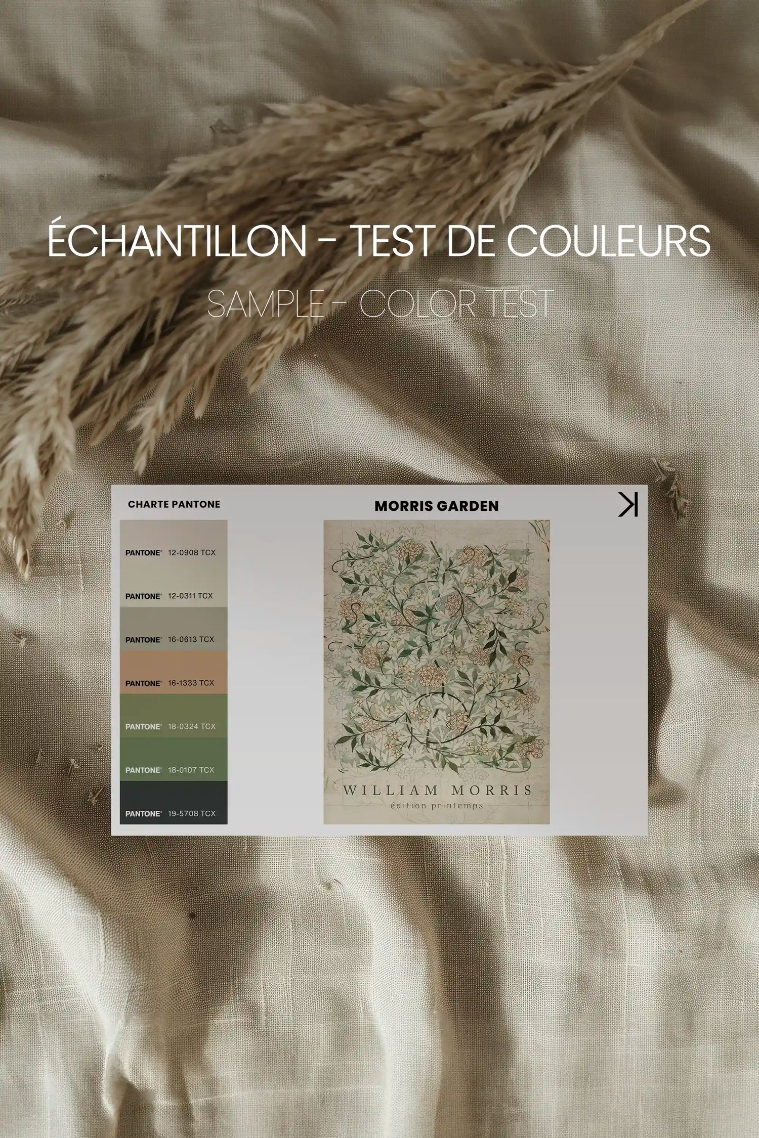 MORRIS GARDEN, Oeuvre sur toile étirée, encadré Brun Chêne