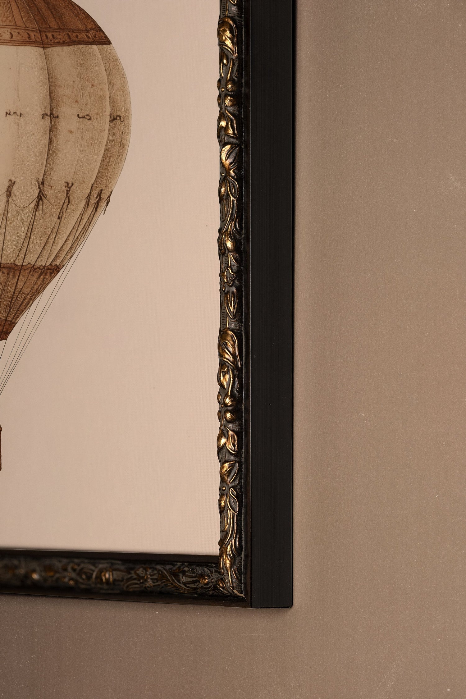 MONTGOLFIÈRE VINTAGE, Oeuvre sur toile rigide, encadré Vintage Bronze