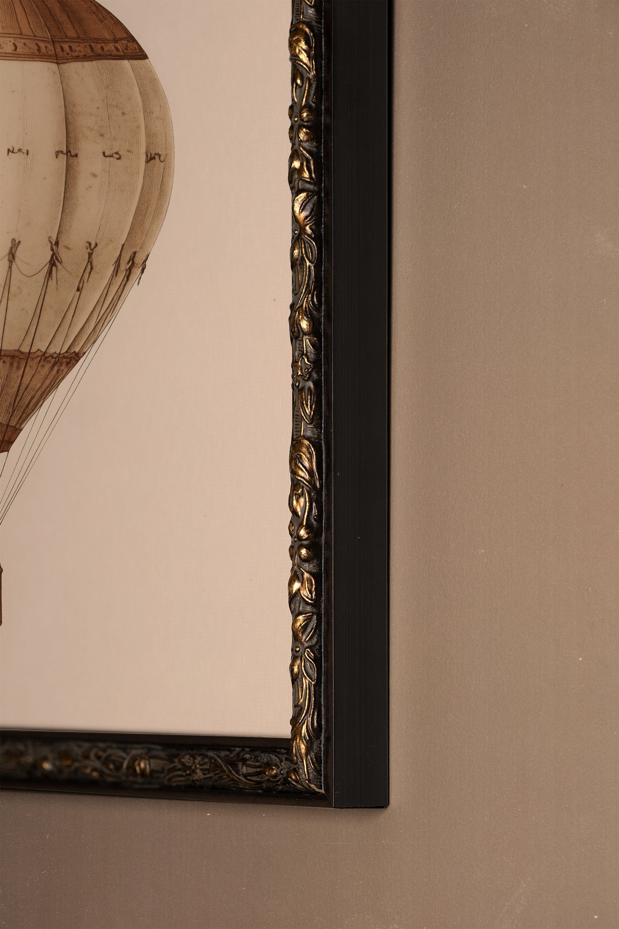 MONTGOLFIÈRE VINTAGE, Oeuvre sur toile rigide, encadré Vintage Bronze