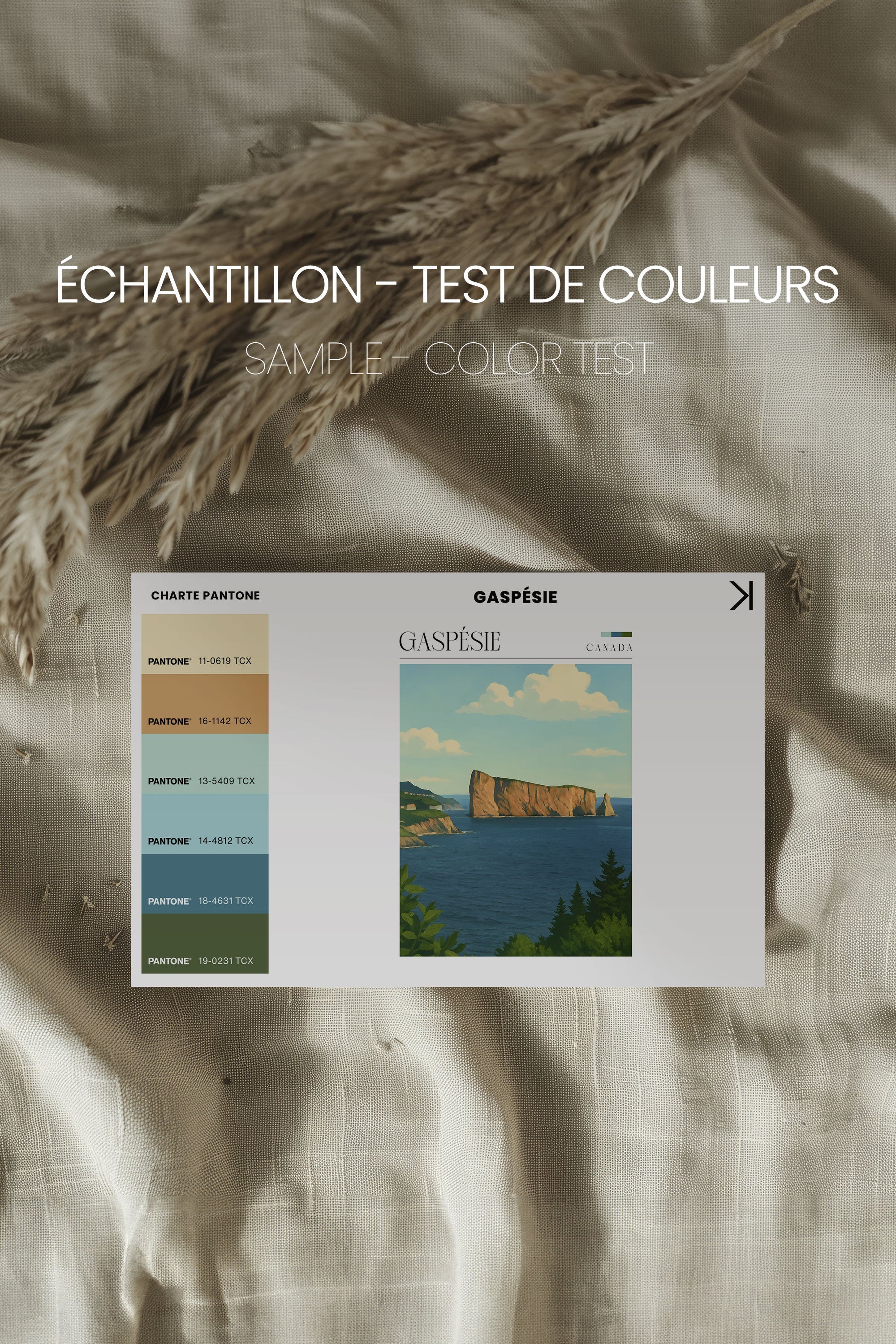 OLEKA CANVAS - GASPÉSIE, Oeuvre sur toile étirée, encadré Blanc