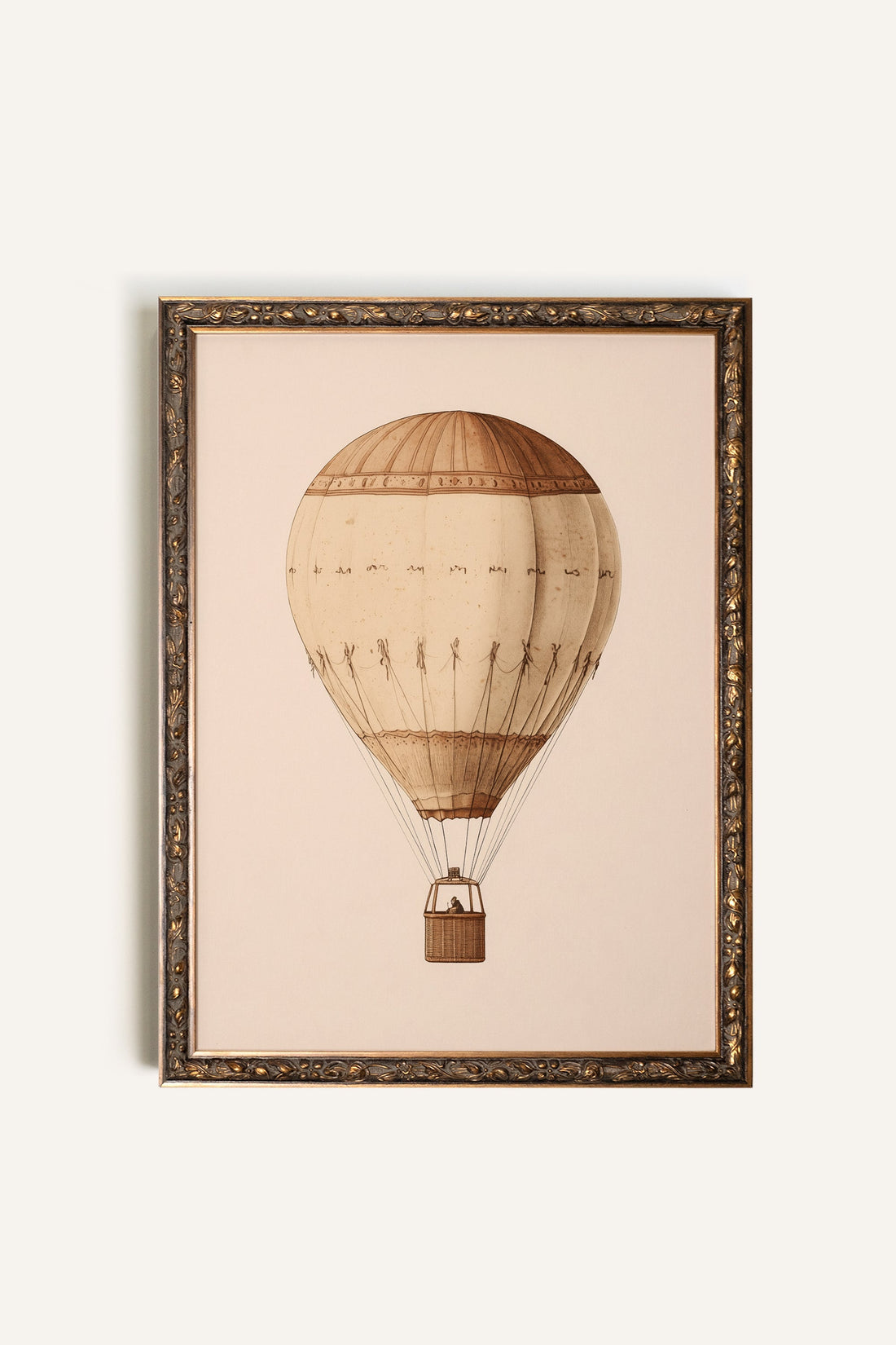 MONTGOLFIÈRE VINTAGE, Artwork on rigid canvas, framed in Vintage Bronze