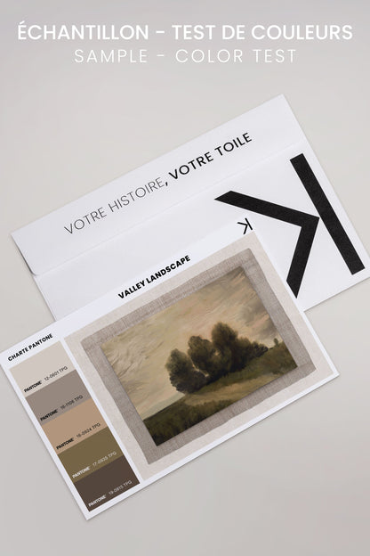OLEKA CANVAS - VALLEY LANDSCAPE, Oeuvre sur toile étirée, encadré Brun Chêne
