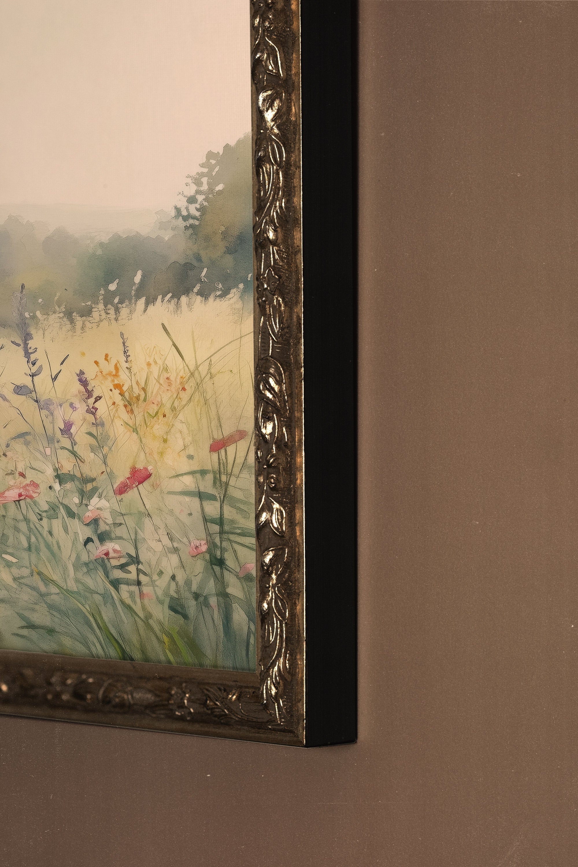 CLAIRIÈRE D’ÉTÉ, Oeuvre sur toile rigide, encadré Vintage Argent