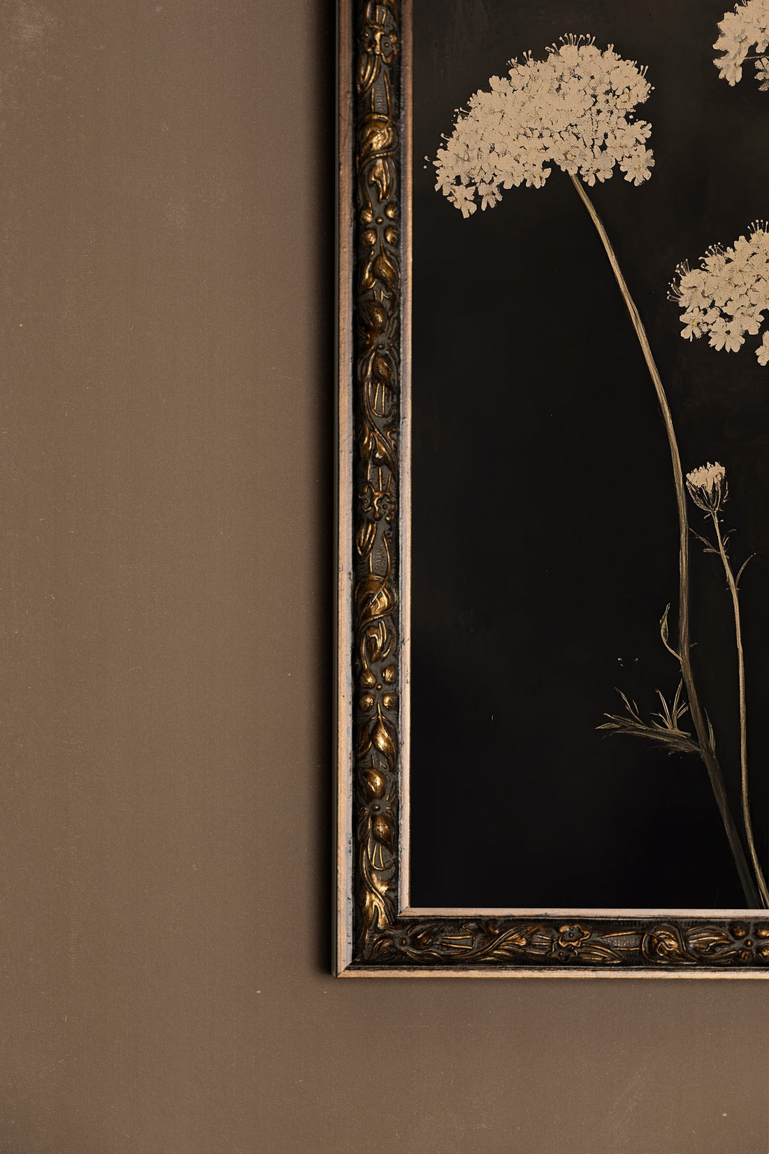 FLEURS DE MINUIT, Artwork on rigid canvas, framed in Vintage Bronze