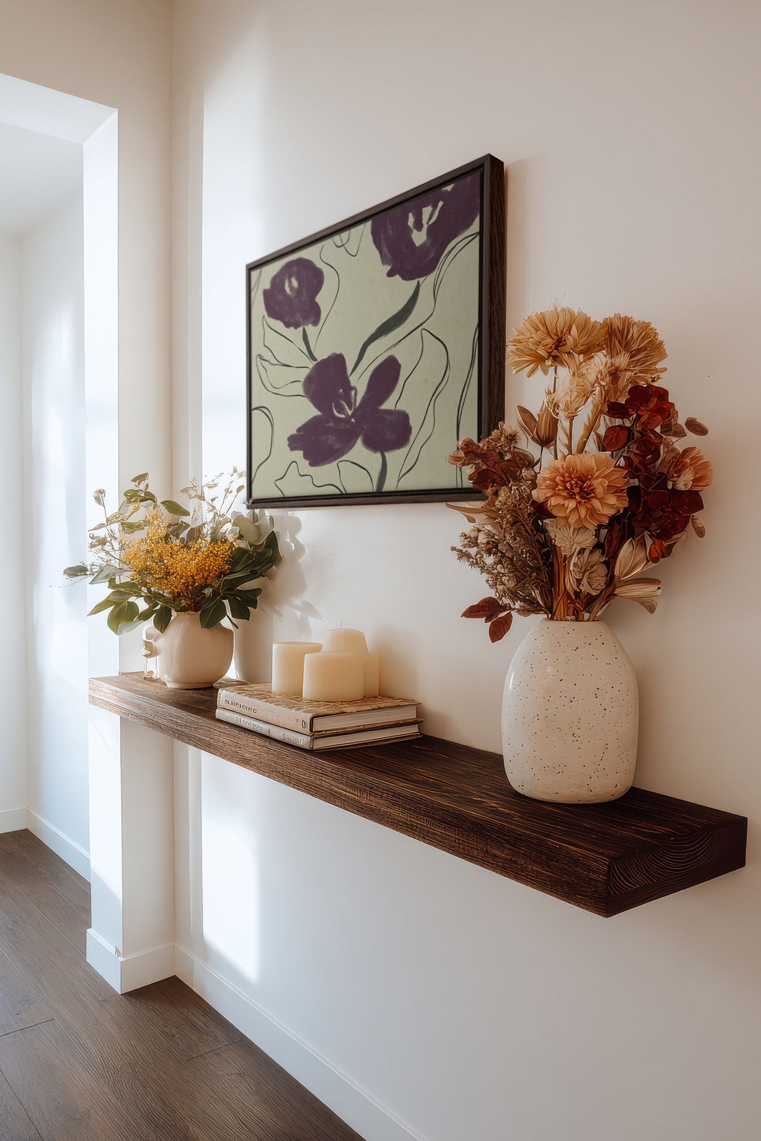 VELVET GARDEN, Oeuvre sur toile étirée, encadré Brun Noyer