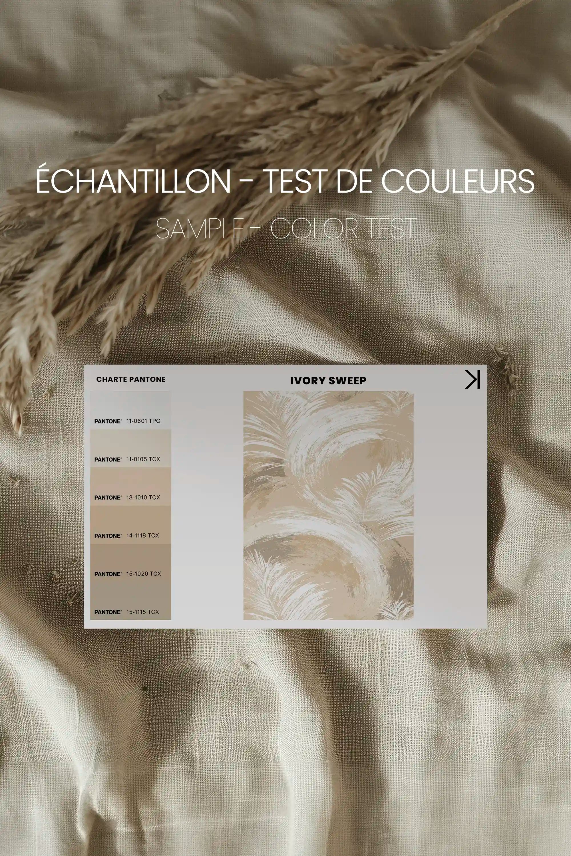 YVORY SWEEP, Oeuvre sur toile étirée, encadré Brun Chêne