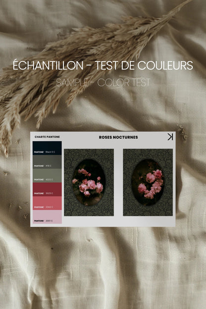 ROSES NOCTURNES DUO, 2 Oeuvres sur toile étirée, encadré Naturel Clair