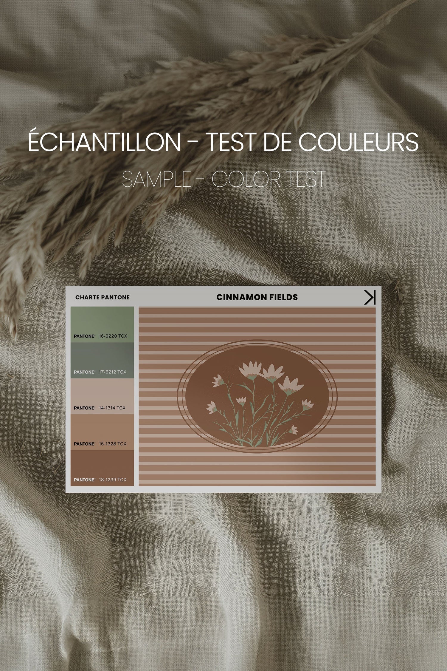 OLEKA CANVAS - CINNAMON FIELDS, Oeuvre sur toile étirée, encadré Brun Chêne