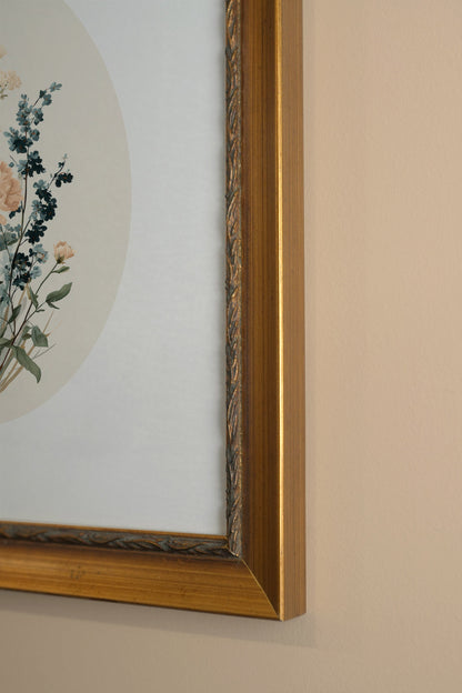 SOFT BLOOM, Artwork on rigid canvas, framed in Vintage Gold
