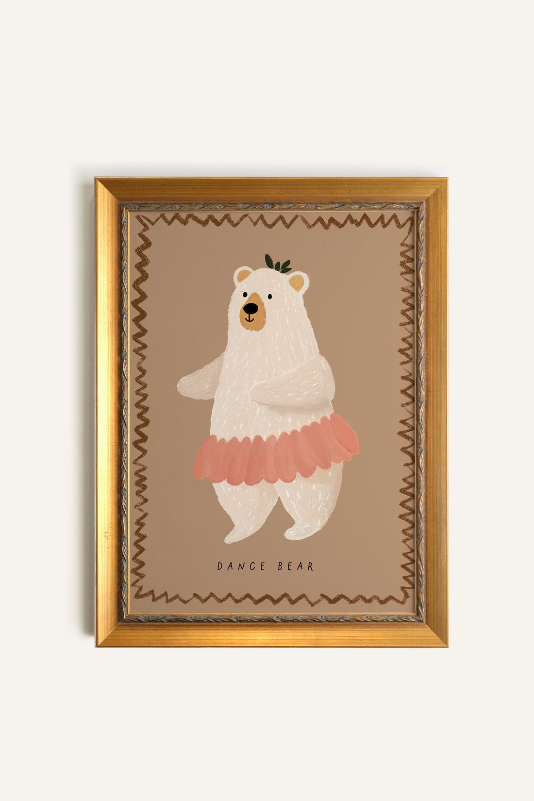 OURS DANSEUR, Artwork on rigid canvas, framed in Vintage Gold