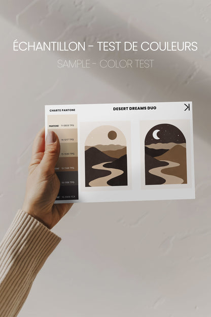 OLEKA CANVAS - DESERT DREAMS DUO, 2 Oeuvres sur toile étirée, encadré Brun Noyer