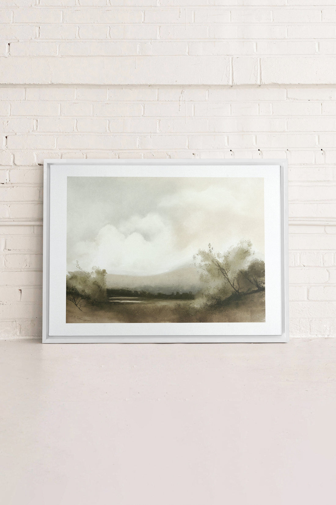 Misty morning, Oeuvre sur toile étirée, encadré Blanc