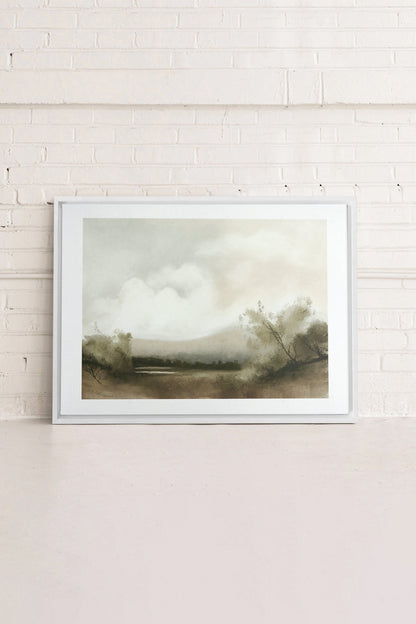 Misty morning, Artwork on stretched canvas, framed in white